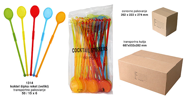 Bragio Plastics - Cocktail stirrerstennis racket long