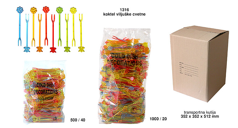 Bragio Plastics - Koktel viljuške cvetne